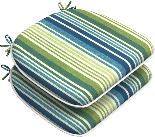 Miniatura 10 de DYTXIII Juego de 2 cojines para sillas de exterior con lazos, almohadillas repelentes al agua para sillas de patio de 17 x 16 pulgadas para muebles