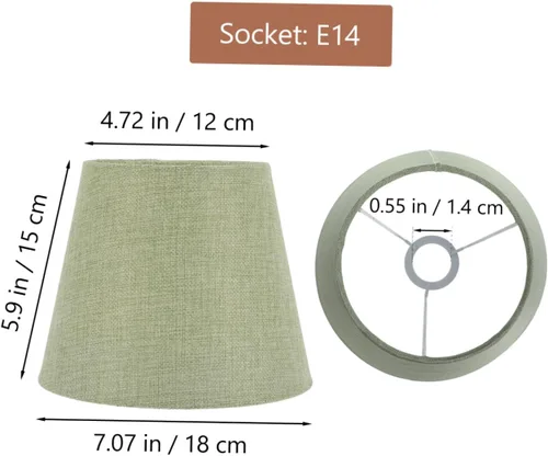 Miniatura 2 de Beaupretty Pantalla de tambor E14 con clip en pantallas de repuesto enchufables para lámpara colgante para sala de estar, hogar, hotel, verde