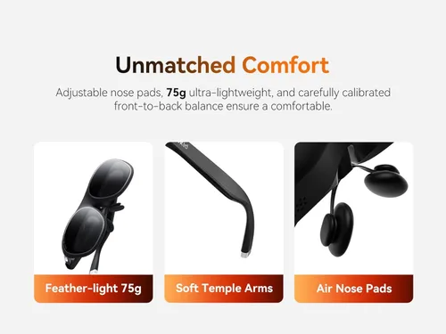 Miniatura 6 de Rokid Lentes AR negros Max2, pantalla micro-OLED de 215 pulgadas, FOV de 50°, brillo de 600 liendes, compatibles con teléfonos inteligentes