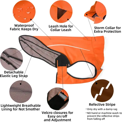 Miniatura 3 de Mile High Life Impermeable para perro, Chaqueta de lluvia reflectante impermeable ajustable para perros pequeños, medianos y grandes, abrigo