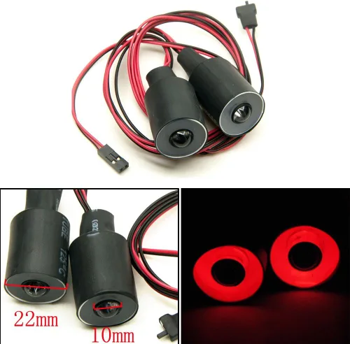 Miniatura 2 de QUE-T Luz trasera LED de ojos de ángel y ojos de demonio de 2 ledes, para autos de oruga modelo RC 1/10 (rojo + blanco, 0.866 in)