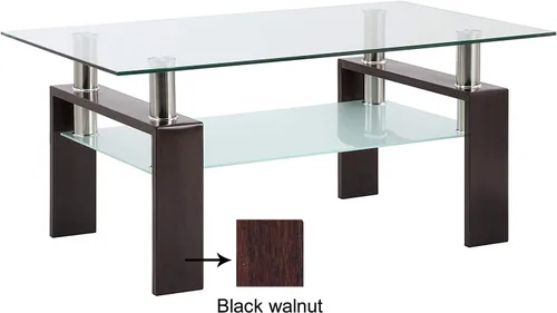 Miniatura 6 de IANIYA El rectángulo negro de la nuez moderó la tabla de centro de cristal moderada de las piernas del tubo del metal Negro Nuez (Black Walnut)