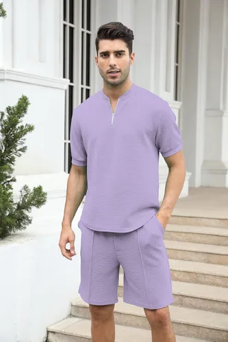 Miniatura 120 de FZNHQL Conjunto deportivo de moda para hombre, 2 piezas, casual, atlético, para correr, manga corta/larga, conjunto para hombre