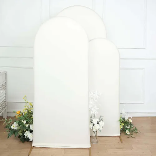 Miniatura 13 de Efavormart Juego de 3 Fundas de Arco de Boda de Spandex Lavanda Mate Ajustadas para Soportes de Telón de Fondo Chiara de Parte Superior Redonda