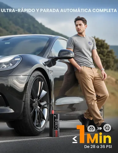 Miniatura 2 de Lamicall Inflador portátil de neumáticos de automóvil, compresor de aire [150 PSI] [4 veces más rápido], bomba de aire inalámbrica para automóvil