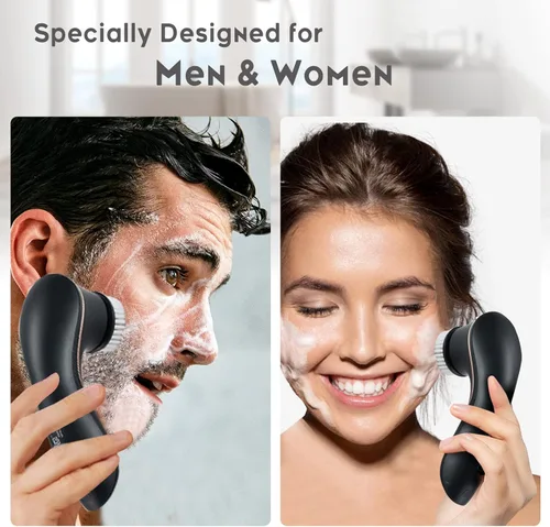Miniatura 2 de Cepillo de limpieza facial, limpiador facial eléctrico recargable, IPX-7, limpiador giratorio impermeable para exfoliación, masaje y limpieza