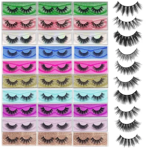 Lashes Bulk mikiwi - Paquete de 30 pestañas, 0.47-0.78 pulgadas, pestañas de visón falso 5D al por mayor, pestañas de ojos de volumen natural