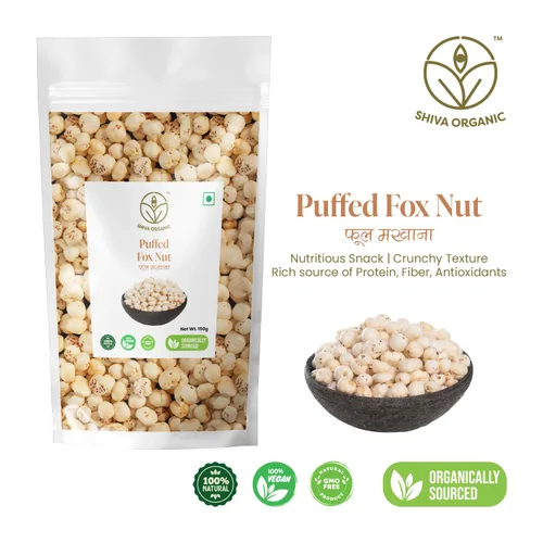 Miniatura 3 de Shiva Organic Raw Phool Makhana de 8.81 onzas, (8.82 oz) – Nueces de zorro de origen indio crujientes y semillas de loto reventadas Bolsa