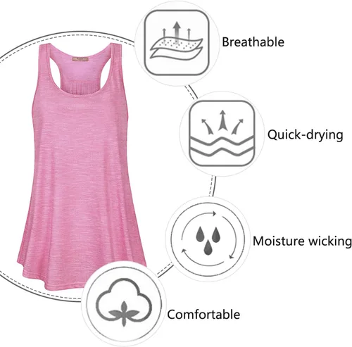 Miniatura 10 de Cestyle - Camiseta sin mangas para mujer, cuello redondo, corte holgado, para entrenamiento