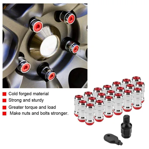Miniatura 2 de KIMISS Tuercas de rueda de automóvil, M12 X P1.5 Tornillo para la mayoría de ruedas con 60 grados