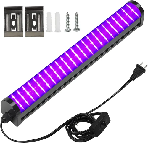 Barra de luz LED negra mejorada de 25 W – 72 chips LED grandes UV 395-405 nm, luces negras para fiesta brillante, barra de luz negra para carteles