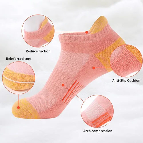 Miniatura 2 de BUDERMMY Calcetines de tobillo para mujer atléticos de algodón acolchados 6 pares de calcetines de entrenamiento para mujer