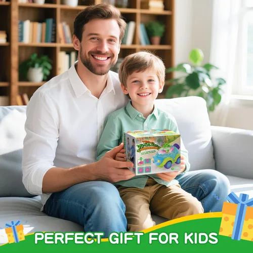 Miniatura 6 de Auto a control remoto para niños pequeños, juguetes de dinosaurio para edades de 2 a 4 años con luces y música, auto RC recargable, regalos