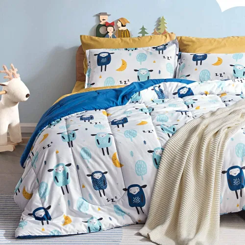 Miniatura 38 de SLEEP ZONE - Juego de edredón de 5 piezas tamaño Individual para niños, estampado suave, con edredón, sábanas y fundas para cojín y almohada, diseño