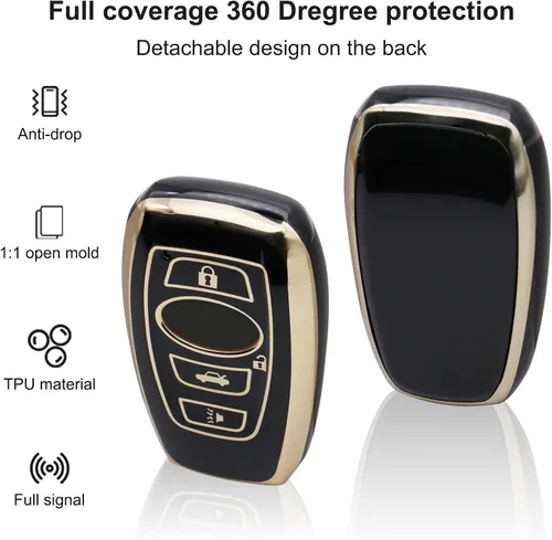 Miniatura 3 de Funda para llavero Subaru, funda suave de protección completa con llavero, Negro, Mediana