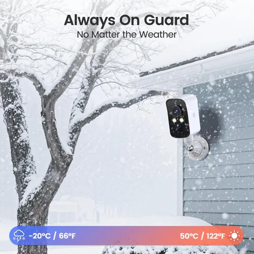 Miniatura 8 de Cámara de seguridad inalámbrica para exteriores con vista 360°, sin suscripción, almacenamiento en la nube/SD gratuito de 7 días, panorámica, Blanco