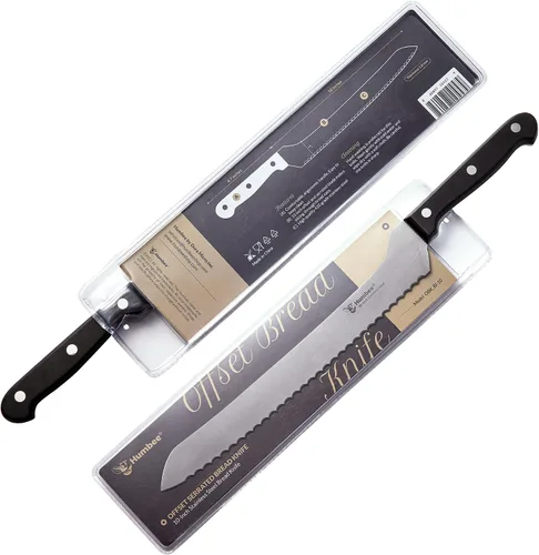 Miniatura 4 de Cuchillo de pan dentado de 10 pulgadas, hoja de acero inoxidable de alta calidad con borde ondulado, mango de espiga completa, afilado para pan