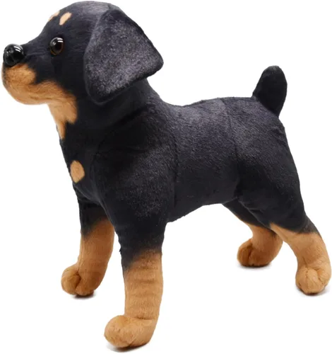 Miniatura 7 de BABOLI Rottweiler realista animal de peluche extremadamente realista Rottie perro juguete negro cachorro muñeca para niños regalo o colección