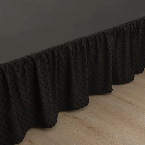 Miniatura 3 de Falda de cama de lunares copetudos, falda de cama con volantes tamaño King con esquinas divididas, faldas de cama con volantes de 14 pulgadas