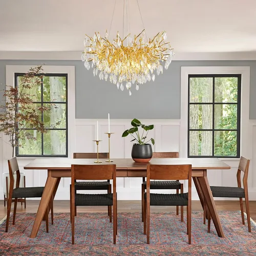 Miniatura 2 de Candelabro de cristal para comedor, lámpara moderna de 24 pulgadas para sala de estar, candelabros de rama de árbol dorado con 8 luces, lámpara
