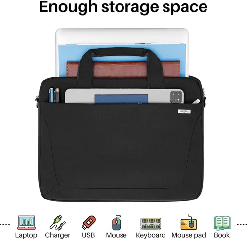 Miniatura 3 de BAFFINA Bolsa de hombro para laptop de 15.6, 16, 17.3 pulgadas, para hombres y mujeres, funda de transporte impermeable para computadora, bolsa