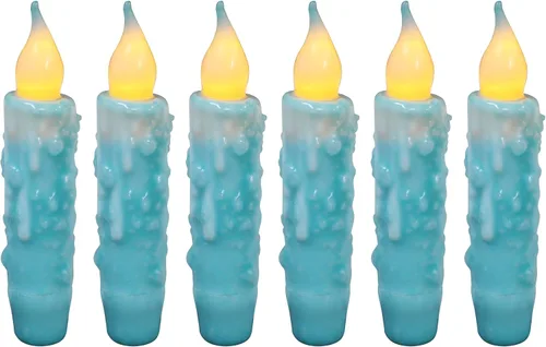 Miniatura 29 de CVHOMEDECO. Velas de cera real sumergidas a mano con temporizador LED con pilas, velas cónicas sin llama primitivas del país, 4-3/4 pulgadas, negro
