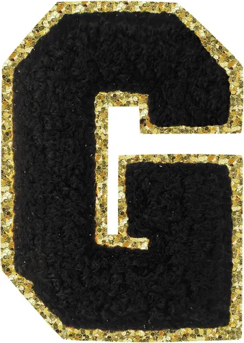 Miniatura 99 de Parches de letras termo-adhesivas de felpilla para chaquetas, parches de letras universitarias con brillantina para planchar en la letra azul A