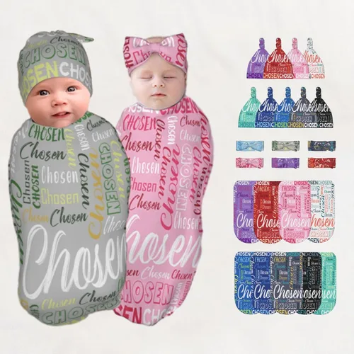 Miniatura 15 de Juego de canastillas personalizadas para niños y niñas, suave manta personalizada para bebé de 0 a 3 meses para recién nacido Color-01