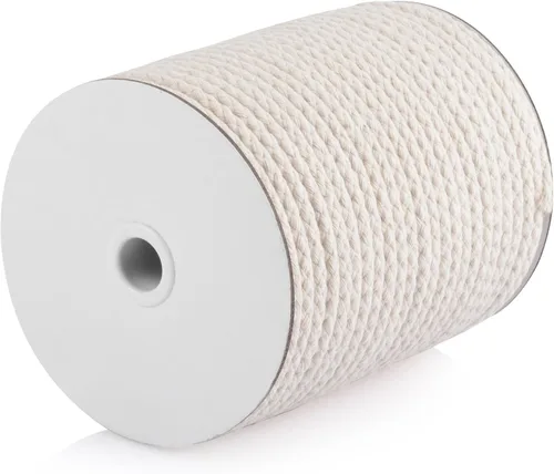 Miniatura 19 de CAQUBO Cuerda de Macramé de Algodón Trenzado de 4 mm, 157 Metros, Color Blanco, Hilo de Macramé para Manualidades, Cuerda de Macramé Suave, Cordón