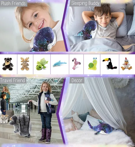 Miniatura 4 de DolliBu Shark Space - Peluche de lentejuelas abatibles de 12 pulgadas, con lentejuelas reversibles, abrazable, colorido juguete de peluche