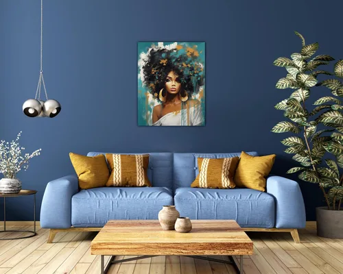 Miniatura 34 de Arte de pared afroamericano, decoración de rey y reina bailarín negro para sala de estar, arte de pareja de amor negro para dormitorio, lienzo