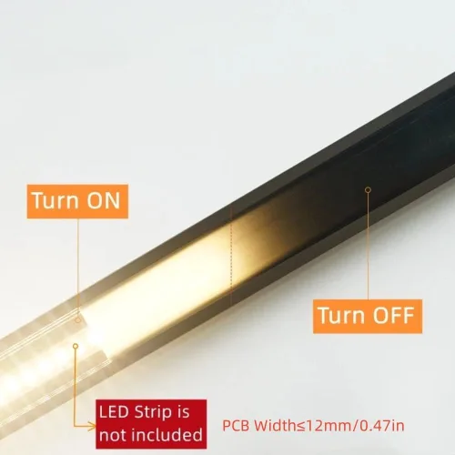 Miniatura 3 de Paquete de 10 canales de aluminio LED en forma de U de 3.3 pies con cubierta negra, tapas de extremo y clips de montaje, perfil de aluminio