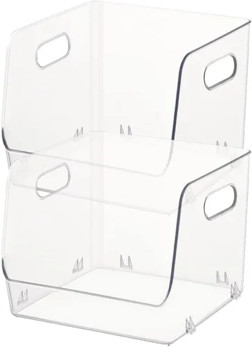 Zerodeko Caja de 2 piezas de estante transparente, organizador de maquillaje transparente, organizador de acrílico para escritorio, vitrina de