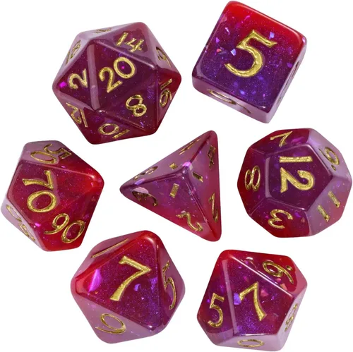 Miniatura 22 de Juego de dados de resina para DND, juego de 7 dados poliédricos negros D&D rellenos con papel de colores brillantes para juegos de rol