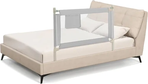 HONEY JOY Riel de cama para niños pequeños, 47 pulgadas extra larga, barandilla de seguridad portátil con bolsillo lateral, rieles de cama para