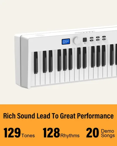 Miniatura 9 de KONIX Teclado de Piano Plegable, Teclado de Piano Plegable de 88 Teclas de Tamaño Completo Semi Ponderado, Piano Eléctrico Portátil Bluetooth