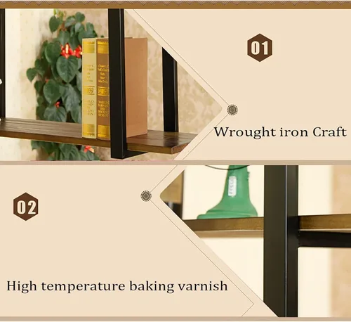 Miniatura 4 de Shelves Whftd Ceiling Wine Rack Plant Display Stand - Industrial Retro Solid Wood Hanging Shelf, 2 Layer Industrial Pipe Shelves, Display Flower