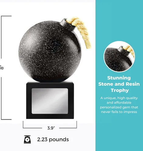 Miniatura 4 de Baudville Custom Engraved The Bomb Trophy Award - Carved Black Stone on Black Resin Base - Comes with Elegant Black Gift Box with nameplate Attached