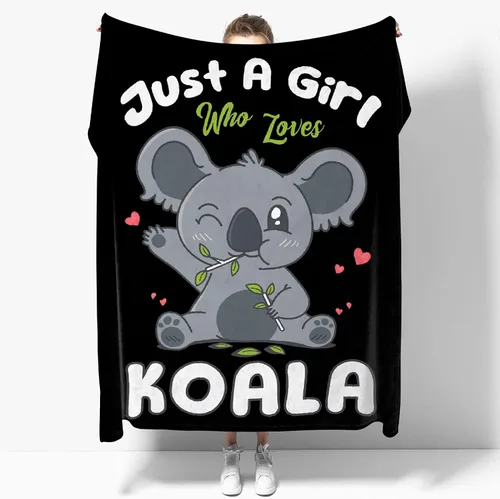 Miniatura 11 de Just A Girl Who Loves Koalas - Mantas personalizadas con nombre anílico, regalo divertido para niñas/niños, para sofá, cama, dormitorio, sala