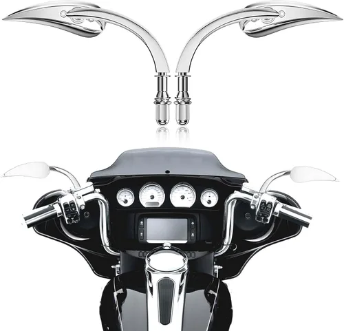 Miniatura 11 de 8mm 10mm Espejos Mini para Motocicleta Negros Compatibles con Honda Suzuki Harley Road King Street Electra Glide Road Glide Dyna Softail Retrovisor