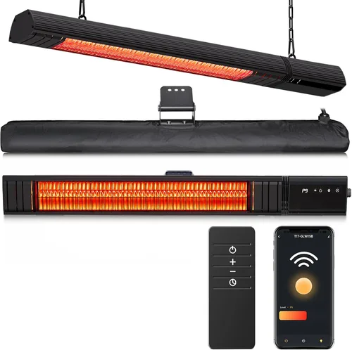 Miniatura 9 de Calentador eléctrico de techo para exteriores, control Wifi, para colgar en la pared, patio colgante de 1500 W, infrarrojo, 9 niveles de calor