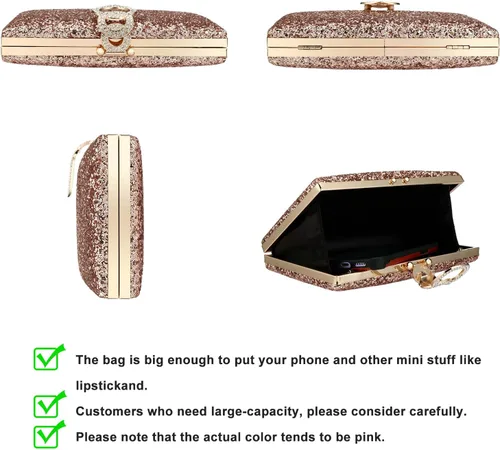 Miniatura 3 de jessie Bolsos de mano para mujer, bolsa de noche de cristal brillante, bolso de graduación, bolsa de fiesta de boda