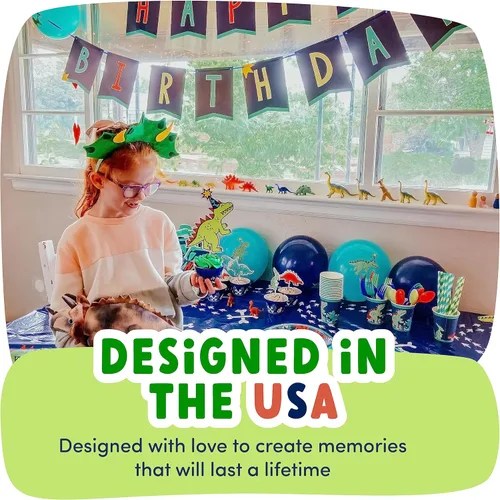 Miniatura 7 de ecoZen - Decoraciones de fiesta de cumpleaños de dinosaurios, suministros temáticos de Parque Jurásico para 16 invitados, incluye platos