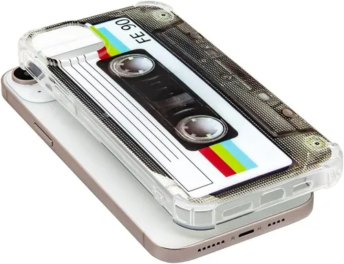 Miniatura 5 de FAteamll Funda para iPhone 14 Plus, acabado mate, resistente, suave, con esquinas reforzadas, TPU suave, parachoques retro, funda de cinta de casete