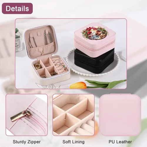 Miniatura 5 de Joyero personalizado para regalos de dama de honor, flor de nacimiento, inicial, joyería de viaje personalizada para mujeres, organizador de joyas