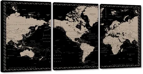 Miniatura 17 de MAMAGO Lienzo decorativo para pared, diseño de mapa de Estados Unidos, 3 paneles, fondo de madera, mapa de Estados Unidos, imagen y póster, arte