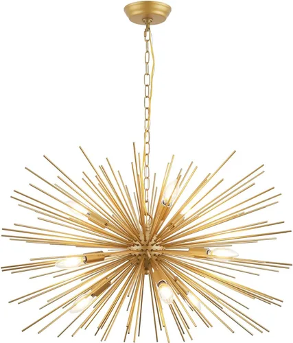 Miniatura 14 de Candelabros Sputnik modernos dorados de 20 pulgadas, lámpara de techo semiempotrada de 4 luces de mediados de siglo, candelabros satélite Starburst