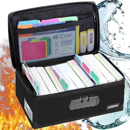 Miniatura 7 de JUNDUN Tarjetero de índice con cerradura, caja plegable ignífuga para 1200 tarjetas flash de 3 x 5 pulgadas, cajas de almacenamiento de tarjetas
