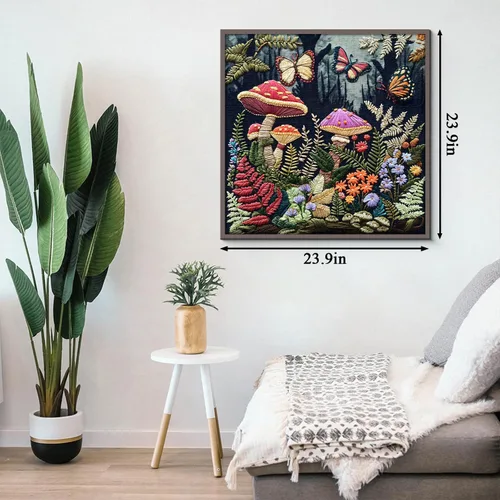 Miniatura 4 de Rompecabezas de jardín de hongos para adultos de 1000 piezas, rompecabezas de mariposa de hongos del bosque, rompecabezas de flores, naturaleza
