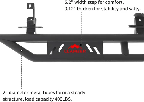 Miniatura 2 de CLAMBER Estribos para Ford Bronco 2021-2025 de 2 puertas (no para Bronco Sport), barras Nerf de servicio pesado negras texturizadas de 5.2 pulgadas
